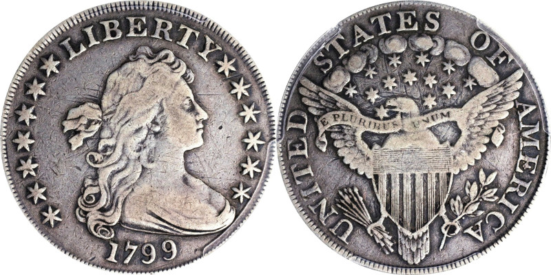 1799 Draped Bust Silver Dollar. BB-167, B-14. Rarity-3. Fine Details--Tooled (PC...