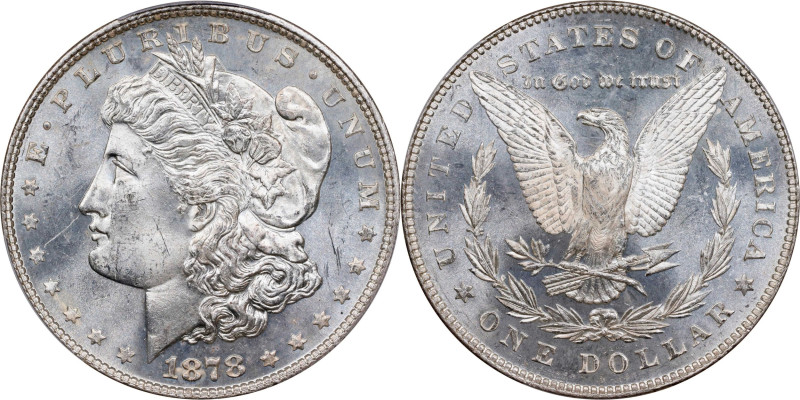 1878 Morgan Silver Dollar. 7 Tailfeathers. Reverse of 1878. MS-63 (PCGS).
PCGS#...