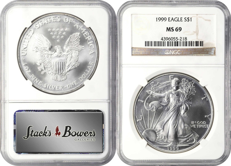 Lot of (4) 1990s Silver Eagles. MS-69 (NGC).
Included are: (2) 1992; 1997; and ...