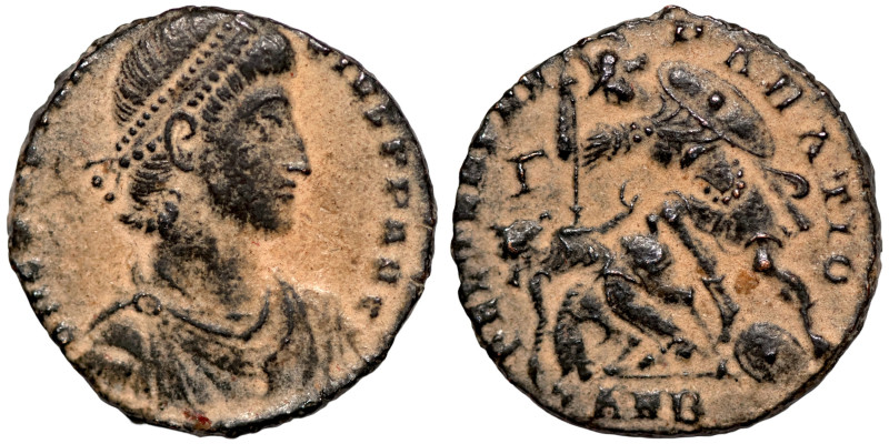 Constantinus II. (351-354 AD). Follis Roman coin Bronze Artifically sand patina...