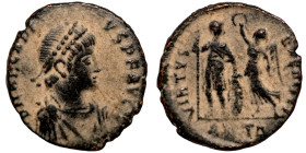 Arcadius (AD 383 - 388). AE Follis Artifically sand patina

17mm 2,00g