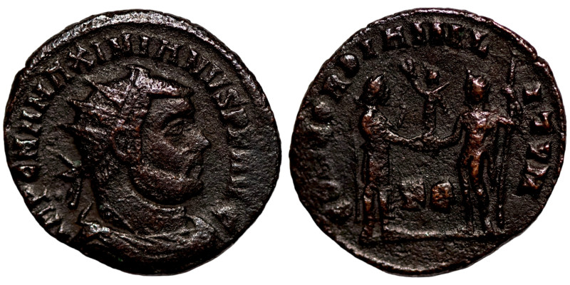 Maximianus. (285-295 AD). Æ Antoninian. Obv: IMP CMA MAXIMIANVS PF AVG. radiate ...