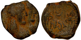 KINGS OF NABATEA. Aretas IV (9 BC-40 AD), with Shaqilath I. Ae. Petra.

15mm 2,96g