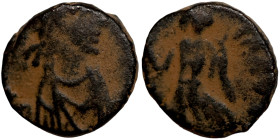 Byzantine bronze coin

10mm 1,51g

 Artifically sand patina