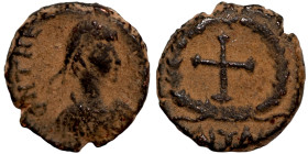 Byzantine bronze coin

10mm 1,11g

 Artifically sand patina