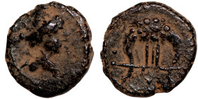 Byzantine bronze coin

10mm 1,00g

 Artifically sand patina