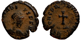 Byzantine bronze coin

10mm 0,56g

 Artifically sand patina
