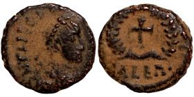 Byzantine bronze coin

10mm 0,95g

 Artifically sand patina