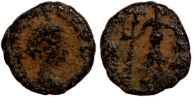 Byzantine bronze coin

9mm 0,71g

 Artifically sand patina