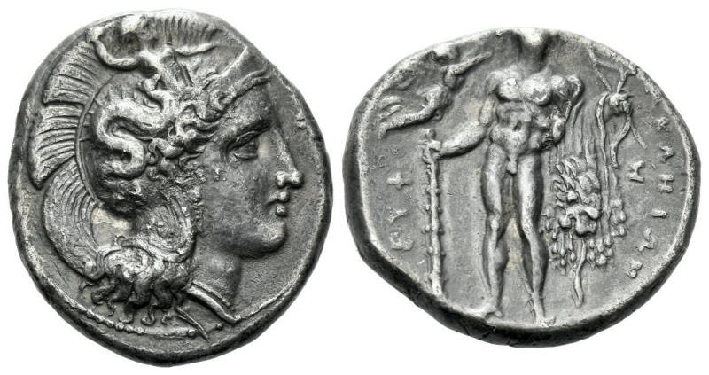 Lucania, Heraclea Nomos circa 330-281, AR 22.00 mm., 7.68 g.
Head of Athena r.,...