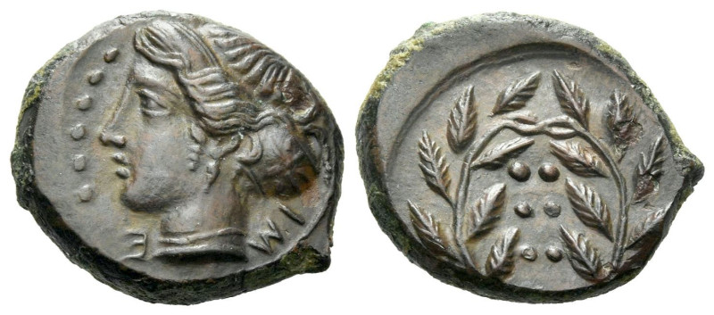Sicily, Himera Hemilitra circa 415-409, Æ 15.00 mm., 5.87 g.
IM – E Head of nym...