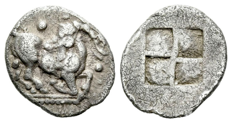 Thrace, Mygdones or Krestones Thraco-Macedonian Tribes Diobol circa 490-470, AR ...