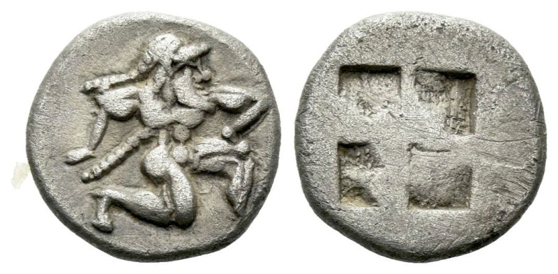 Island of Thrace, Thasos Diobol circa 525-463, AR 11.00 mm., 1.09 g.
Naked ithy...