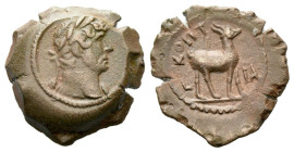 Egypt, Alexandria Hadrian, 117-138 Dichalkon Coptite. circa 126-127 (year 11)