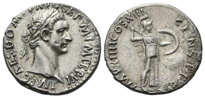 Domitian, 81-96 Denarius Rome 87, AR 18.00 mm., 3.27 g.
Laureate head r. Rev. M...