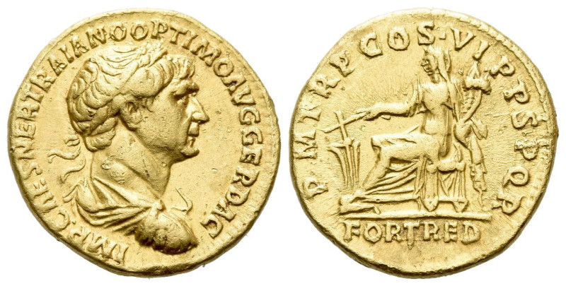 Trajan, 98-117 Aureus Rome circa 114-116, AV 18.90 mm., 6.86 g.
IMP CAES NER TR...