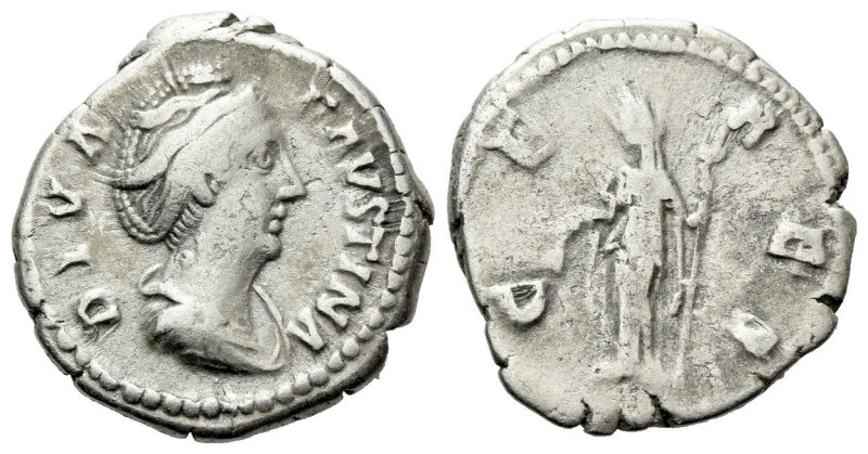 Diva Faustina I Denarius Rome After 141, AR 18.00 mm., 3.24 g.
DIVA FAVSTINA Dr...