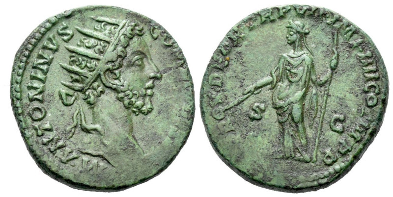 Commodus, 177-192 Dupondius circa 181-182, Æ 23.80 mm., 10.55 g.
Radiate head r...