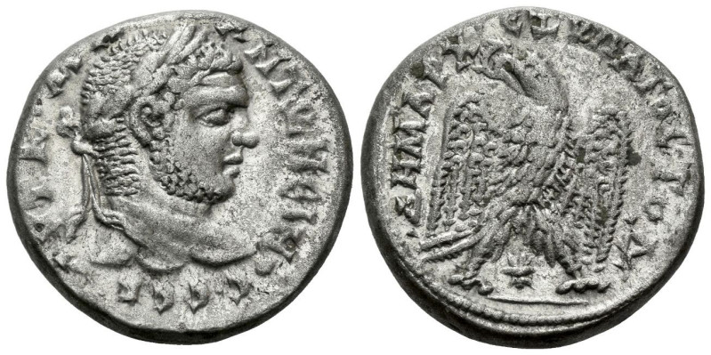 Caracalla, 198-217 Tetradrachm Laodicea circa 215-217, AR 27.00 mm., 14.00 g.
L...