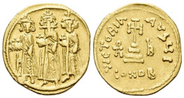 Heraclius, with Heraclius Constantine and Heraclonas, 610-641 Solidus Constantinople circa 638-639