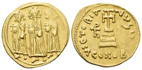Heraclius, with Heraclius Constantine and Heraclonas, 610-641 Solidus Constantinople circa 639-641