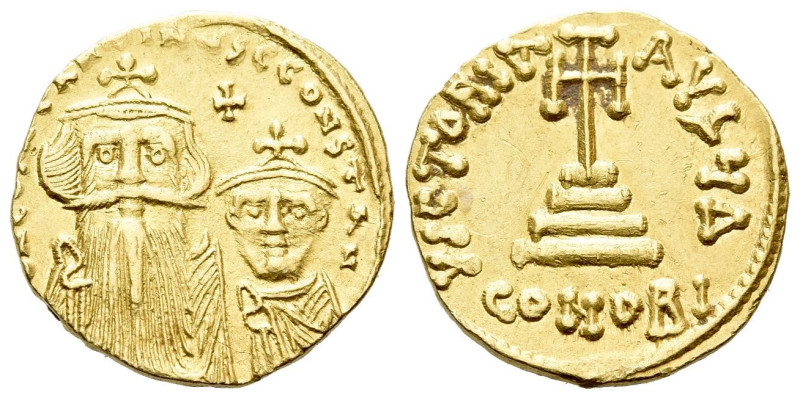 Constans II, 641-668 Solidus Constantinople circa 654-659, AV 19.00 mm., 4.45 g....