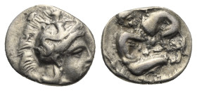 Lucania, Herakleia. Diobol circa 430-410 BC. AR 12.48 mm, 1.31 g. 
About VF