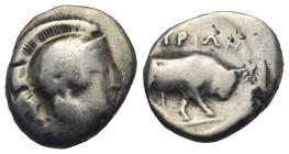 Lucania, Thourioi. Stater circa 400-350 BC. AR 18.79 mm, 7.55 g.
Weakness. Good Fine
From a Swiss collection, formed before 2005.