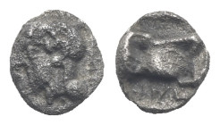 Troas, Antandros. Tetartemorion circa 440-400 BC. AR 5.48 mm, 0.21 g. 
Rare. Good Fine