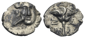Caria, Mylasa. Drachm circa 180-140 BC. AR 15.86 mm, 2.02 g.
Pseudo-Rhodian type. Deposits. About VF