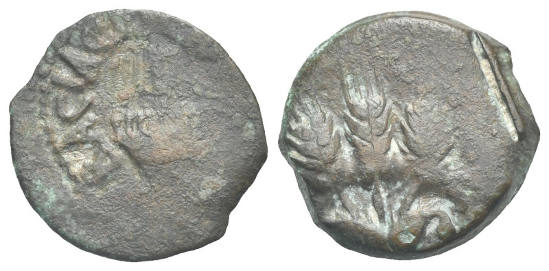 Judaea, Herodian Kingdom. Agrippa I, 10 BC-44. Prutah, Jerusalem. Æ 17.67 mm, 2....