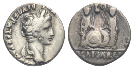 Augustus, 27 BC-14. Denarius, Lugdunum circa 2-1 BC. AR 16.92 mm, 3.82 g.
Some scratches. About VF

From a Swiss collection, formed before 2005.