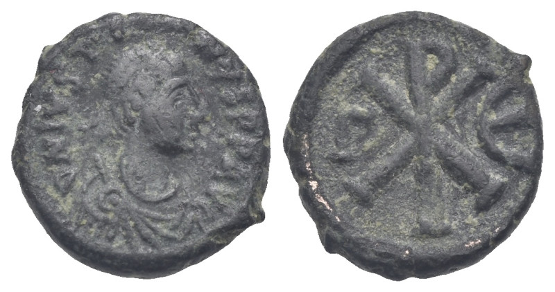 Iustinus I, 518-527. Pentanummium, Constantinople circa 522-527. Æ 13.16 mm, 2.1...