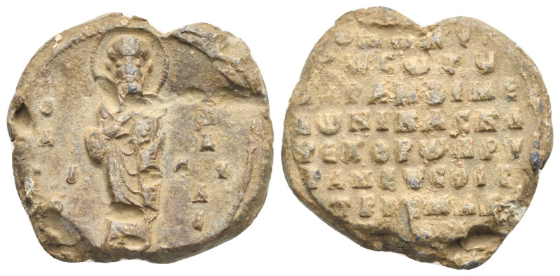 Byzantine Lead Seal. Iconographic type, circa 9th-11th centuries. Pb 28.93 mm, 1...