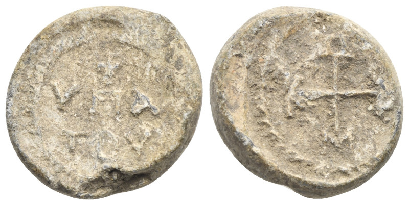 Byzantine Lead Seal. Monogrammatic type, circa 8th-12th centuries. Pb 23.41 mm, ...