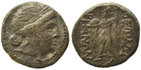 THRACE. Mesembria. Circa 175-115 BC. Ae (bronze, 5.56 g, 19 mm). Diademed female head to right. Rev. METAM - BPIANΩΝ Athena Promachos to left, crested...