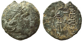 THRACE. Mesembria. Circa 175-115 BC. Ae (bronze, 4.93 g, 19 mm). Diademed female head to right. Rev. METAM - BPIANΩΝ Athena Promachos to left, crested...