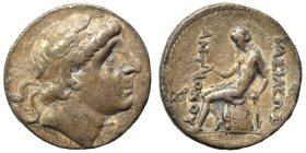 SELEUKID KINGS of SYRIA. Antiochos II Theos, 261-246 BC. Tetradrachm (silver, 15.08 g, 28 mm), Seleukeia on the Tigris. Diademed head of Antiochos I r...