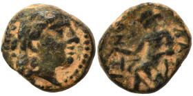 SELEUKID KINGS of SYRIA. Antiochos II Theos, 261-246 BC. Ae (bronze, 1.23 g, 10 mm), Antioch on the Orontes. Laureate head of Apollo to right. Rev. BA...
