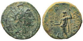 SELEUKID KINGS of SYRIA. Antiochos IV Epiphanes, 175-164 BC. Ae (bronze, 5.42 g, 18 mm), Antioch. Radiate, diademed head right. Rev. BAΣΙΛΕΩΣ ANTIOXΟΥ...