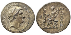 SELEUKID KINGS of SYRIA. Demetrios I Soter, 162-150 BC. Tetradrachm (silver, 14.97 g, 32 mm), Antioch. Diademed head right, within laurel wreath. Rev....