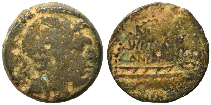 SELEUKID KINGS of SYRIA. Demetrios I Soter, 162-150 BC. Ae (bronze, 6.12 g, 20 m...