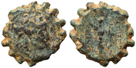 SELEUKID KINGS of SYRIA. Alexander I Balas (?), 152-145 BC. Ae Serrate (bronze, 5.78 g, 20 mm), Antioch on the Orontes. Diademed head of Alexander I r...