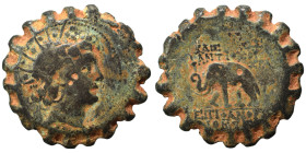 SELEUKID KINGS of SYRIA. Antiochos VI Dionysos, 144-142 BC. Ae Serrate (bronze, 9.58 g, 23 mm), Antioch. Radiate and diademed head right. Rev. ΒΑΣΙΛΕΩ...
