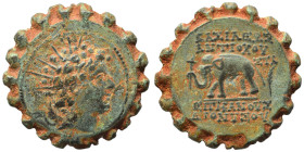 SELEUKID KINGS of SYRIA. Antiochos VI Dionysos, 144-142 BC. Ae Serrate (bronze, 8.47 g, 23 mm), Antioch. Radiate and diademed head right. Rev. ΒΑΣΙΛΕΩ...