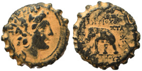 SELEUKID KINGS of SYRIA. Antiochos VI Dionysos, 144-142 BC. Ae Serrate (bronze, 7.16 g, 20 mm), Antioch. Radiate and diademed head right. Rev. ΒΑΣΙΛΕΩ...