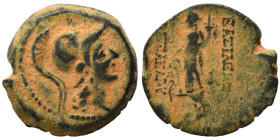SELEUKID KINGS of SYRIA. Alexander II Zabinas, 128-122 BC. Ae (bronze, 3.35 g, 17 mm), Antioch on the Orontes. Helmeted head of Athena right. Rev. Tyc...