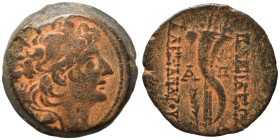 SELEUKID KINGS of SYRIA. Alexander II Zabinas, 125-122 BC. Ae (bronze, 7.95 g, 20 mm), Antioch. Radiate and diademed head right. Rev. ΒΑΣΙΛΕΩΣ ΑΛEXANΔ...