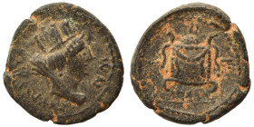 SYRIA, Seleucis and Pieria. Antioch. Pseudo-autonomous. Ae (bronze, 2.71 g, 16 mm). Turreted, veiled and draped bust of Tyche right. Rev. Lighted and ...