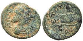 SYRIA. Seleucis and Pieria. Antioch. Lucilla, Augusta, 164-182 AD. AE (bronze, 3.97 g, 17 mm). ΛοΥΚΙΛΛΑ ϹΕΒΑϹΤ Draped bust right. Rev. ΕΤΟΥϹ ϚΚϹ; ΔΕ E...